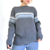 STRIPE CONTRAST COLOR PRINT SWEATER  - Thumbnail 1