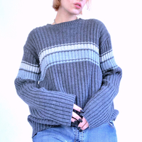 STRIPE CONTRAST COLOR PRINT SWEATER  - Thumbnail 3