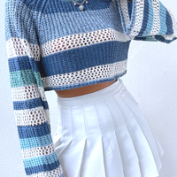 BLUE COLOR BLOCK CROPPED SWEATER  - Thumbnail 3