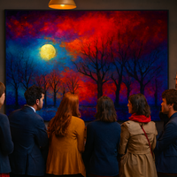 Nocturne in Crimson and Cobalt Art Print - Thumbnail 1