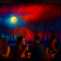 Nocturne in Crimson and Cobalt Art Print - Thumbnail 2