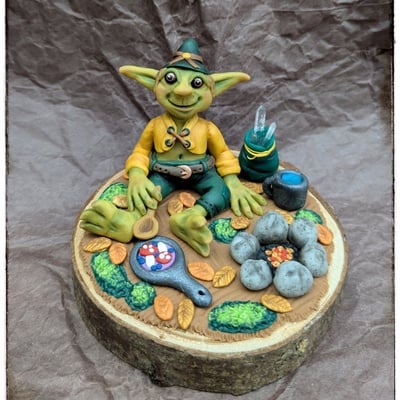 Goblin forest park ranger figurine sculpture made from polymer clay 