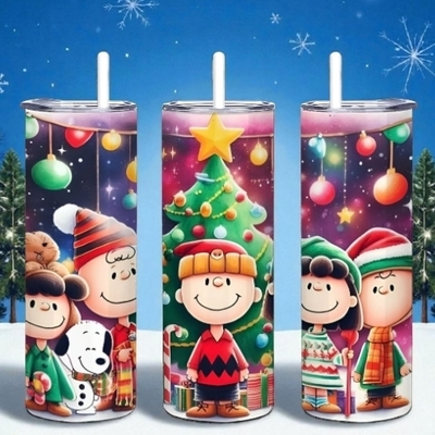 Charlie brown christmas tumbler - peanuts gang holiday 20oz skinny tumbler with lid and straw