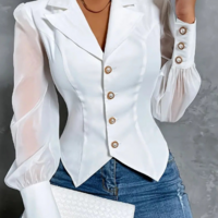 Slim Long Sleeves Elegant Tops Shirt - Thumbnail 1