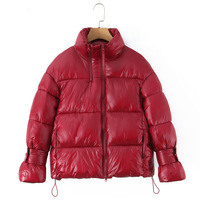 Autumn/Winter Warm Stand Collar Double Zipper Snap Button Long Sleeve Puffer Jacket Cotton Coat - Thumbnail 1