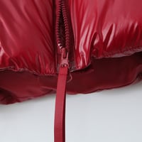 Autumn/Winter Warm Stand Collar Double Zipper Snap Button Long Sleeve Puffer Jacket Cotton Coat - Thumbnail 4