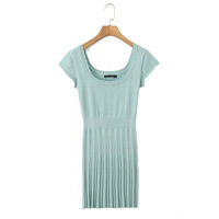 Retro casual round neck fitted knit dress - Thumbnail 2