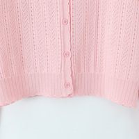 Gentle and feminine round neck single-breasted long-sleeved knit sweater - Thumbnail 4