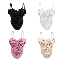 3D floral sexy fishbone bustier camisole top - Thumbnail 3