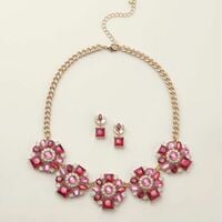 Ruby Rose Necklace and Earring Set - Thumbnail 2