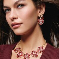 Ruby Rose Necklace and Earring Set - Thumbnail 1