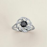 Sterling Silver Noir CZ Gala Ring - Thumbnail 1