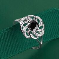 Sterling Silver Noir CZ Gala Ring - Thumbnail 2