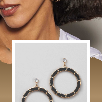 Ribbon woven chain hoop earrings - final sale