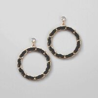 Ribbon Woven Chain Hoop Earrings - FINAL SALE - Thumbnail 1