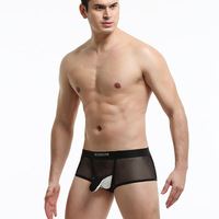 White Men's Sexy Underwear lingerie mesh holes JJ separator youth Physiological boxer briefs KX015PJ - Thumbnail 4