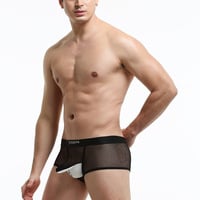 Gray Men's Sexy Underwear lingerie mesh holes JJ separator youth Physiological boxer briefs KX015PJ - Thumbnail 3