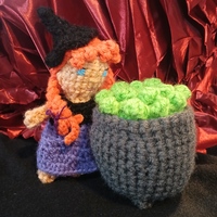 Crochet Witch Doll and Cauldron - Thumbnail 1