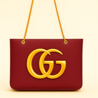 Crafted leather classic designer oxblood with ''gg'' golden buckle women shopping bag - Thumbnail 1
