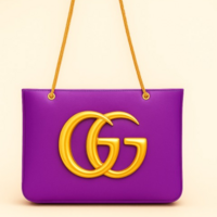 Crafted Leather Classic Designer Oxblood with ''GG'' Golden Buckle Women Shopping Bag - Thumbnail 1