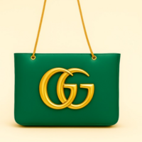 Crafted Leather Classic Designer Oxblood with ''GG'' Golden Buckle Women Shopping Bag - Thumbnail 2