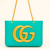 Crafted Leather Classic Designer Oxblood with ''GG'' Golden Buckle Women Shopping Bag - Thumbnail 4