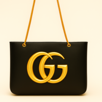Crafted Leather Classic Designer Oxblood with ''GG'' Golden Buckle Women Shopping Bag - Thumbnail 6