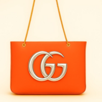 Crafted Leather Classic Designer Oxblood with ''GG'' Golden Buckle Women Shopping Bag - Thumbnail 7