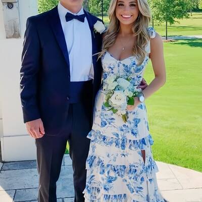 Sr499,spring floral chiffon prom dresses sheath evening party dress high quality graduation dress - Thumbnail 1