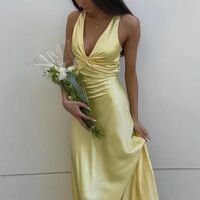 SR500,Pastel Yellow Mermaid Prom Dresses Cross Back Evening Party Dress - Thumbnail 1