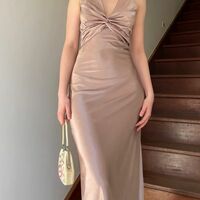 SR504,Navy Blue Halter V-neck Prom Dresses Cross Back Evening Party Dress - Thumbnail 2