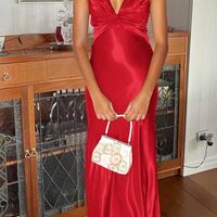 SR504,Navy Blue Halter V-neck Prom Dresses Cross Back Evening Party Dress - Thumbnail 4