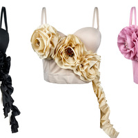 Floral tassel outerwear fishbone corset slim fit tank top with cup pads - Thumbnail 5