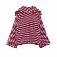 Retro-style high-end plaid knit cardigan - Thumbnail 1