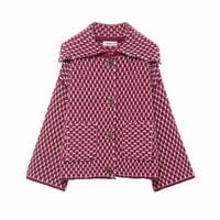 Retro-style high-end plaid knit cardigan - Thumbnail 2