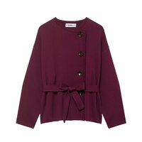 Stylish belted knit cardigan short jacket - Thumbnail 1