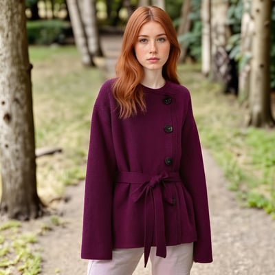 Stylish belted knit cardigan short jacket