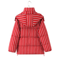 Retro-style, high-end, loose-fitting striped hooded puffer jacket - Thumbnail 1