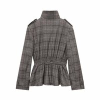 Blended plaid ruffle coat - Thumbnail 1