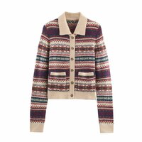 Stylish, simple, and versatile jacquard knit cardigan - Thumbnail 2