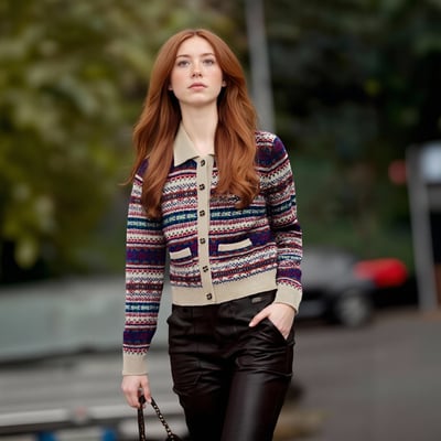 Stylish, simple, and versatile jacquard knit cardigan
