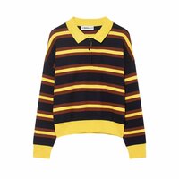 Stylish striped polo collar knit sweater - Thumbnail 2