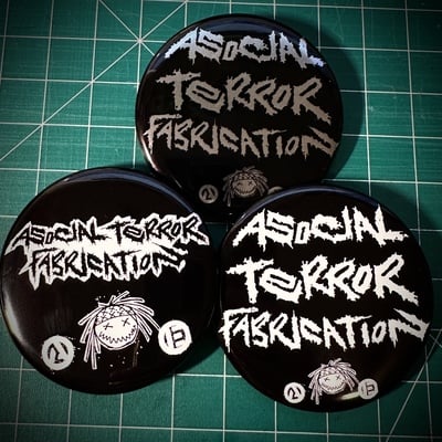 Asocial terror fabrication pin badge