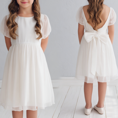 Ivory tulle flower girl dress brithday party kids skirt princess clothing w1.17 - Thumbnail 1