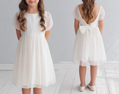 Ivory Tulle Flower Girl Dress Brithday Party Kids Skirt Princess Clothing W1.17