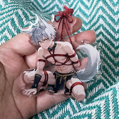 Akihiko kai, red rope keychain! (double sided)