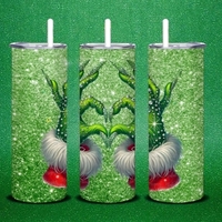 Green Glitter Grinch Hands Tumbler, Funny Holiday Mug, Stainless Steel Tumbler, Christmas Gift, Free Ship - Thumbnail 2