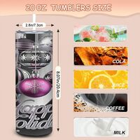 Elegant Silver and Pink Christmas Ornament Tumbler - Happy Holidays Script 20 oz Skinny Sublimation - Thumbnail 2
