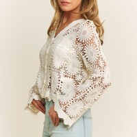 Floral Cropped Cardigan - Thumbnail 2