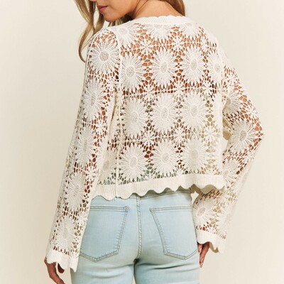 Floral cropped cardigan